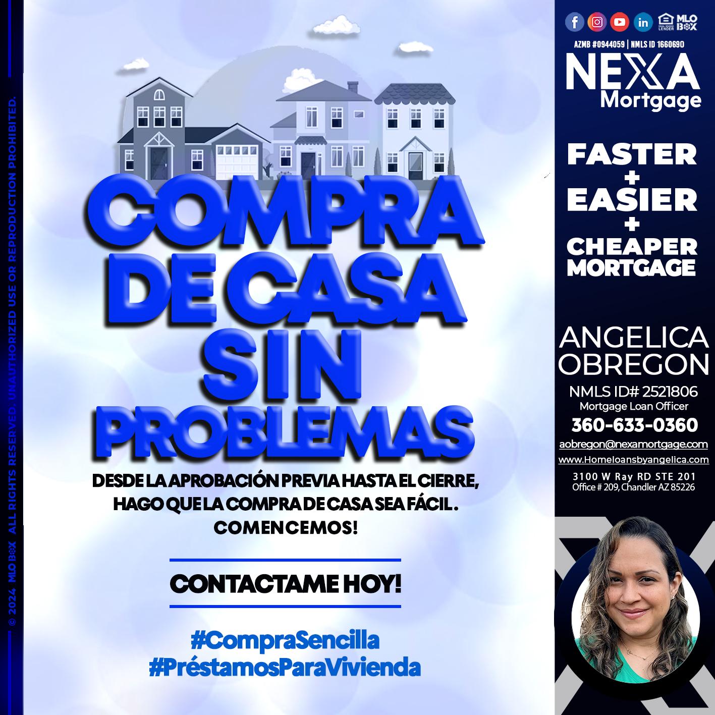 Compra de Casa Sin Problemas - Angelica Obregon -Mortgage Loan Officer